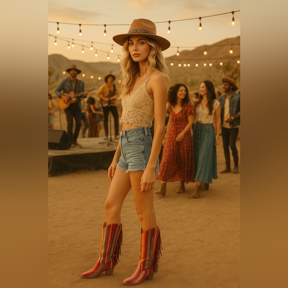 🔥 Lucky & Blessed Western Serape Fringe Boots - Size 10 - EUC 🔥 - Picture 2 of 15